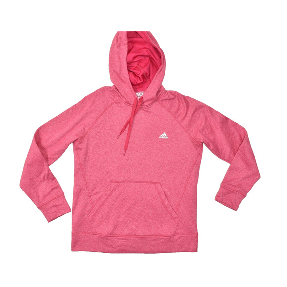 Adidas Ultimate Hoodie Women's Pink Climalite Pullover Hoodie Size L Polyester - Picture 1 of 8